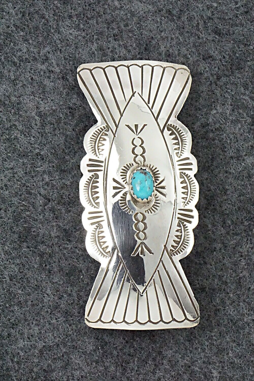 Turquoise & Sterling Silver Hair Barrette - Arlene Soce