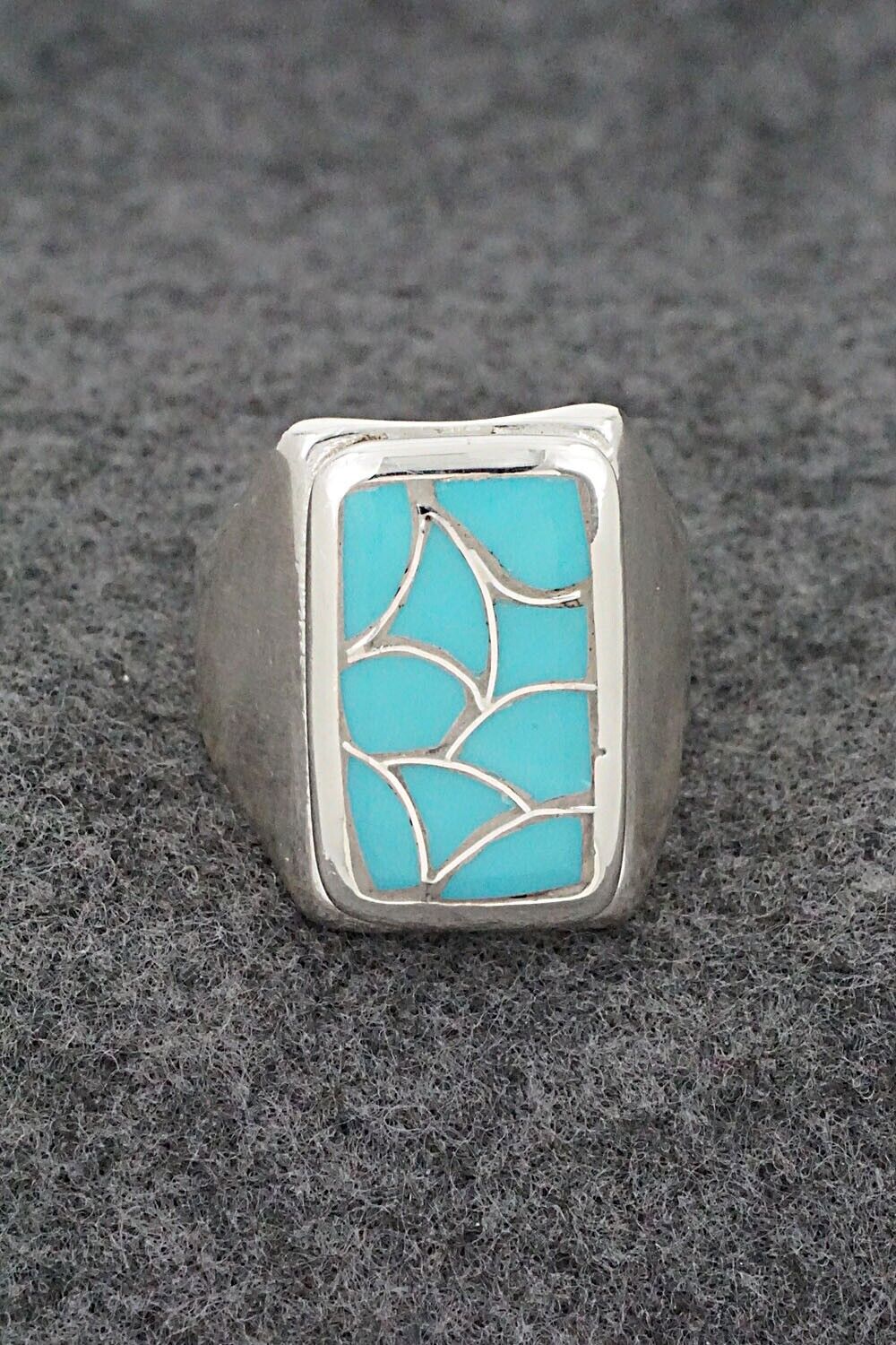 Turquoise & Sterling Silver Ring - Orena Leekya - Size 10.5