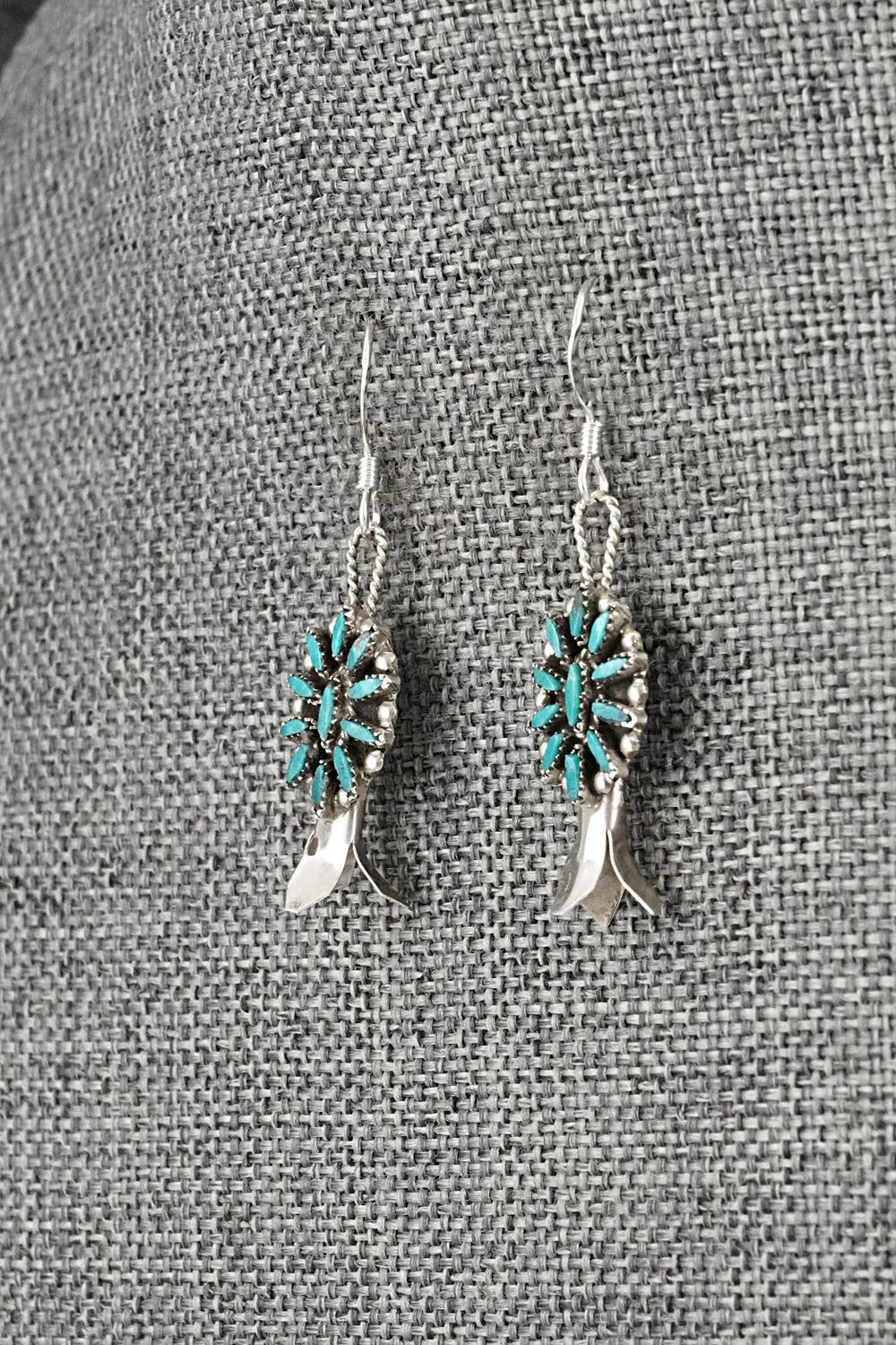 Turquoise & Sterling Silver Mini Squash Blossom Set - Lorena Peina