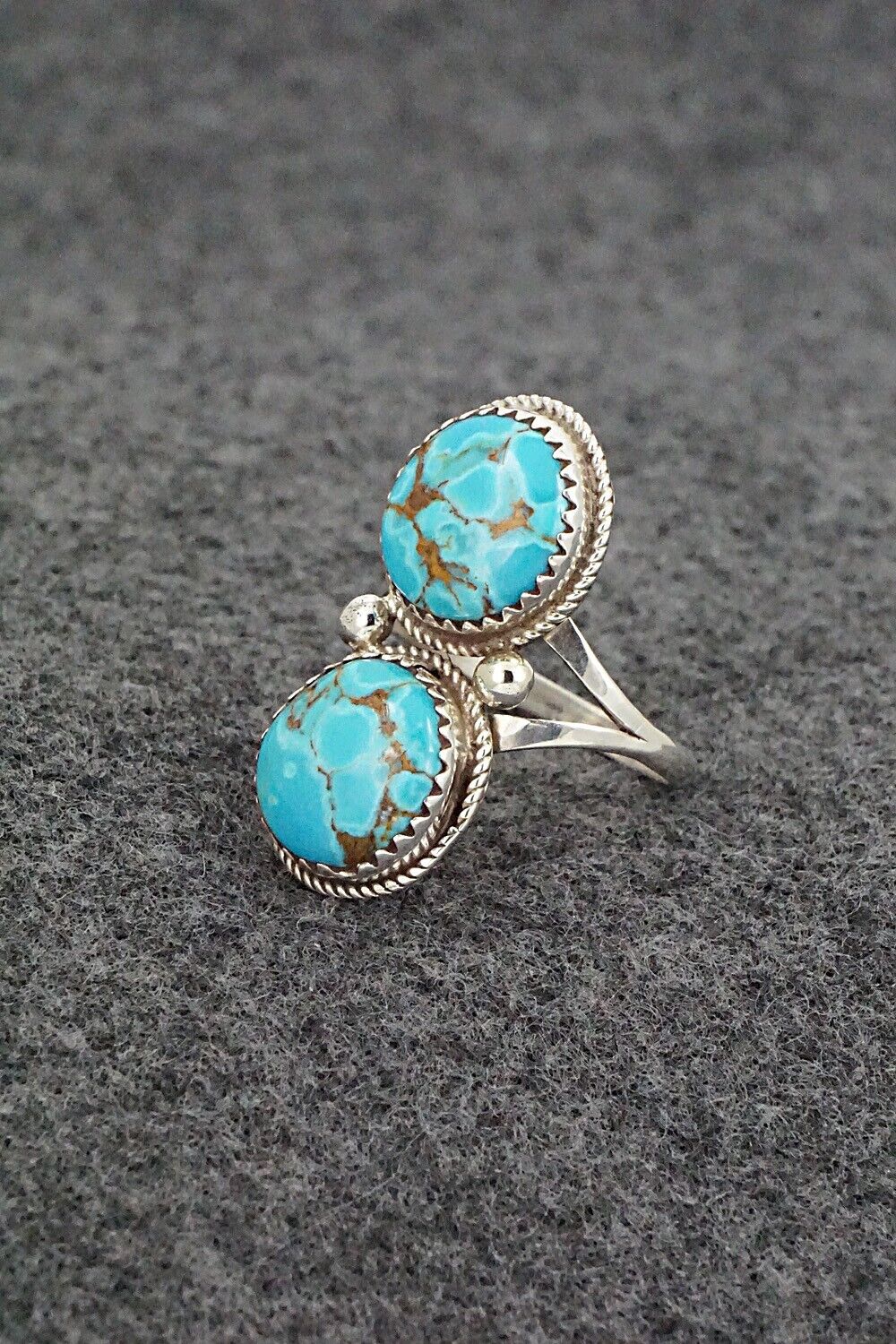 Turquoise & Sterling Silver Ring - Ernest Hawthorne - Size 7.5