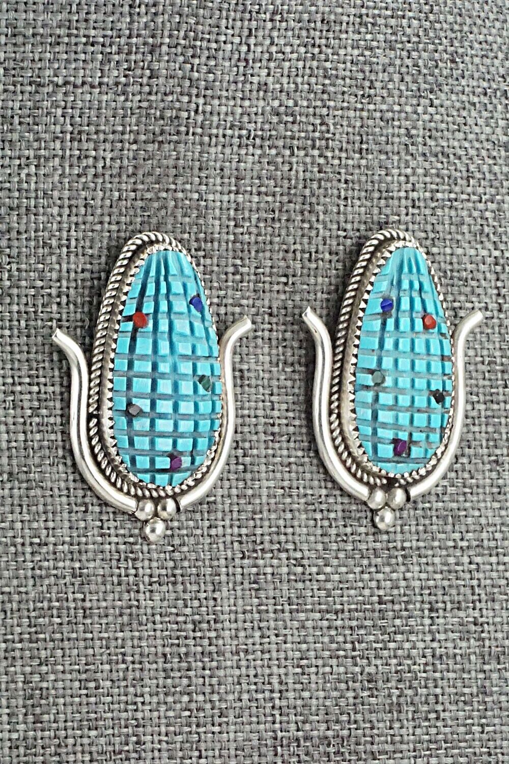 Turquoise & Sterling Silver Earrings - Tracy Bowekaty