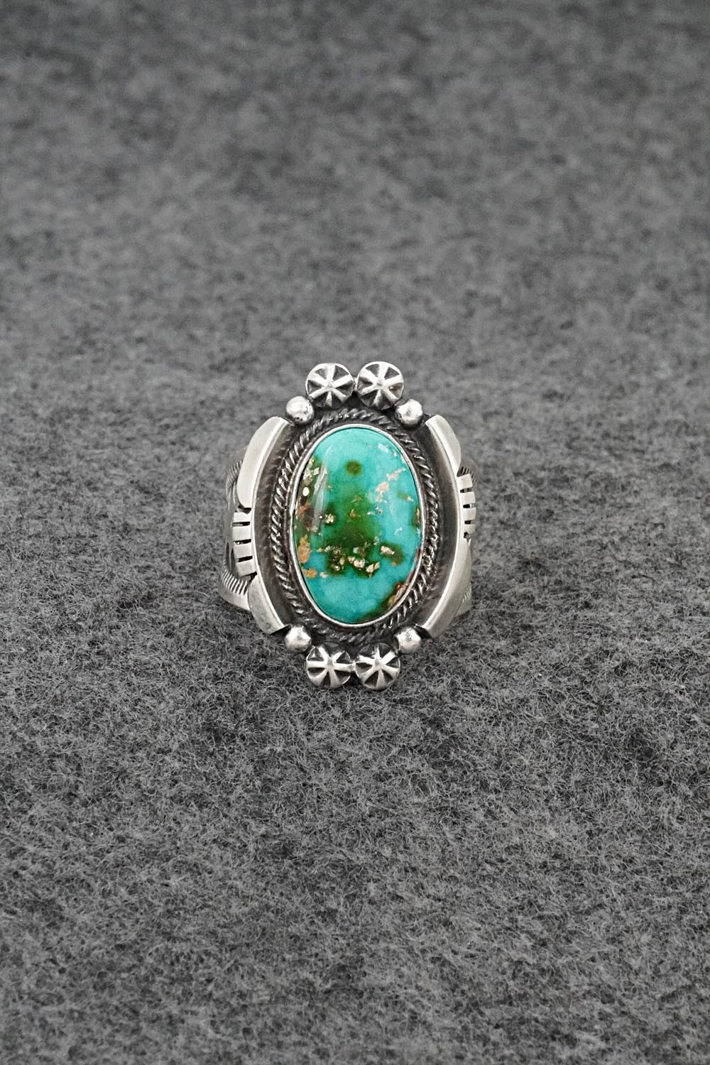 Turquoise & Sterling Silver Ring - Samuel Yellowhair - Size 8