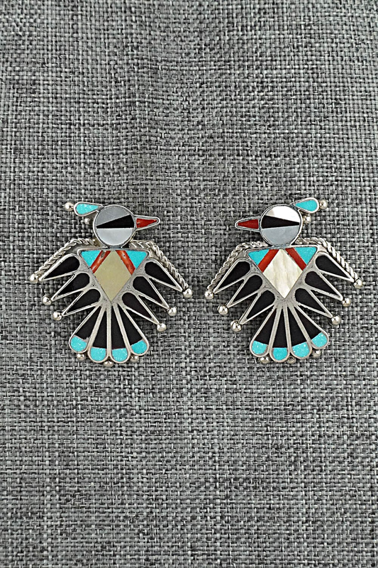 Multi-Stone Inlay & Sterling Silver Earrings - Adrian Wallace