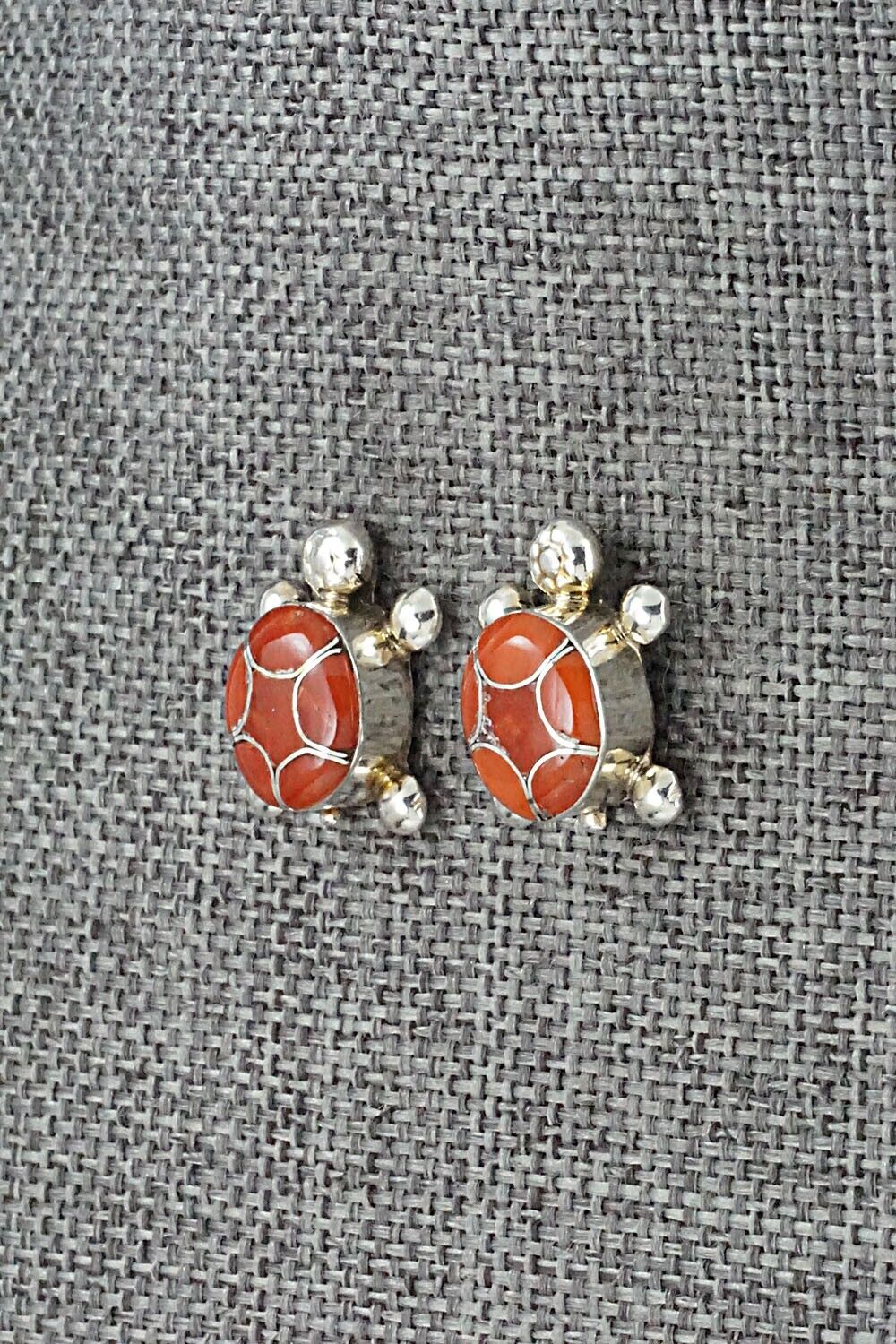 Coral & Sterling Silver Earrings - Amielda Peynetsa