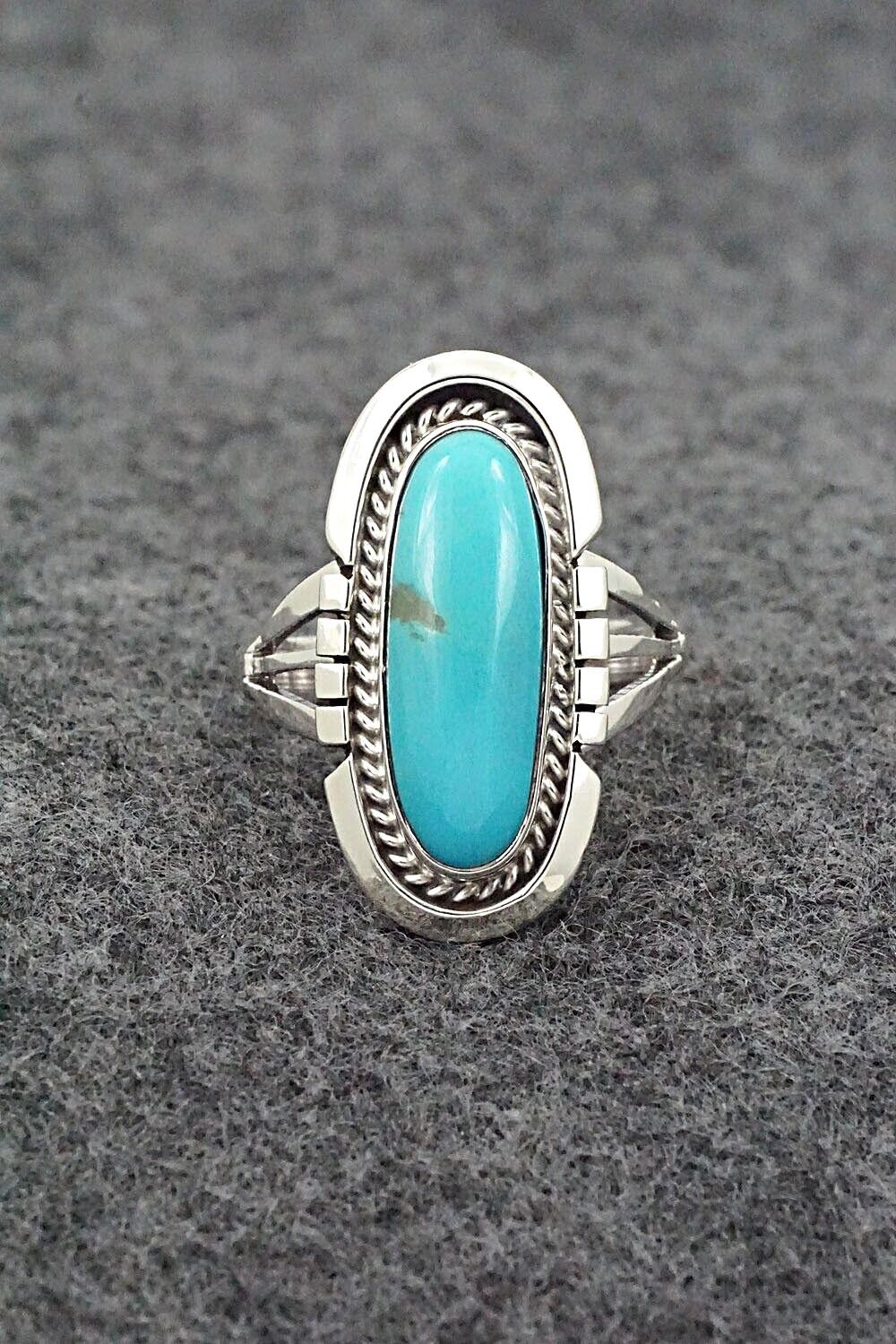 Turquoise & Sterling Silver Ring - Samuel Yellowhair - Size 7.5