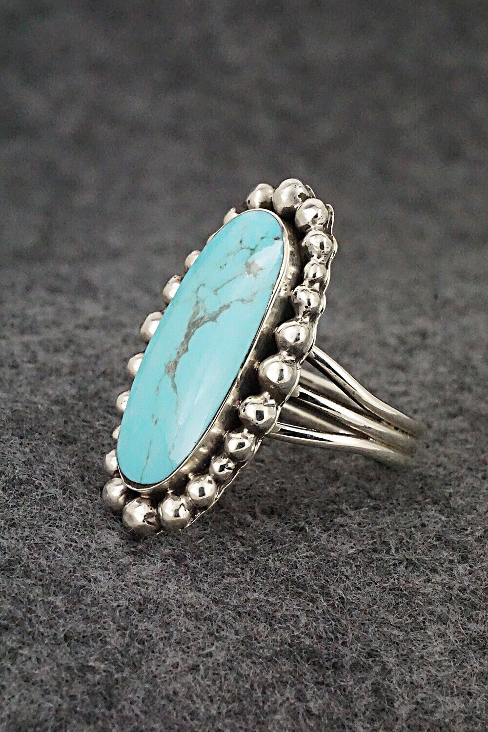 Turquoise & Sterling Silver Ring - Clarence Long - Size 9.5