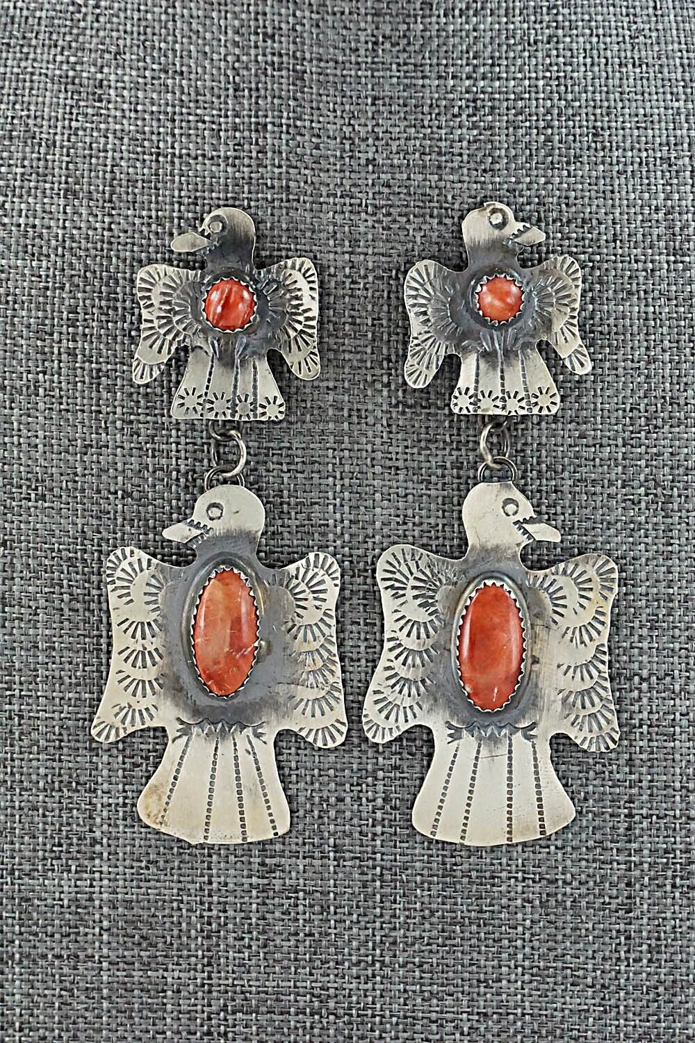 Spiny Oyster & Sterling Silver Earrings - Gabrielle Yazzie