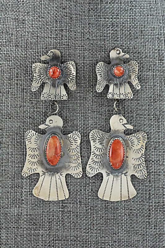 Spiny Oyster & Sterling Silver Earrings - Gabrielle Yazzie