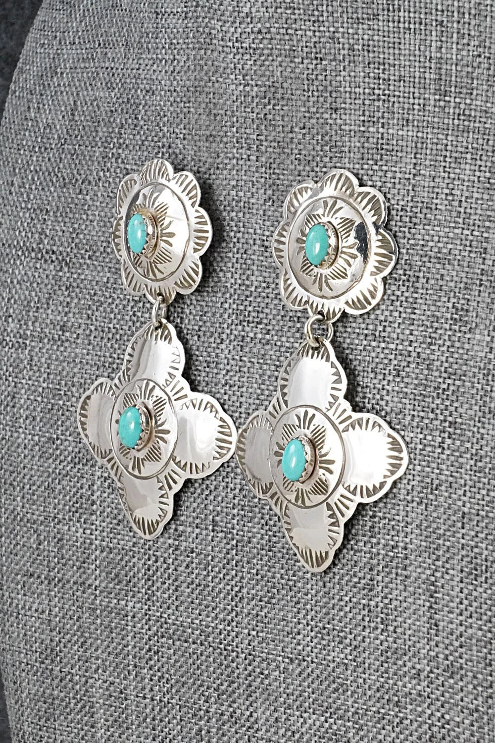 Turquoise & Sterling Silver Earrings - Bertha Begay