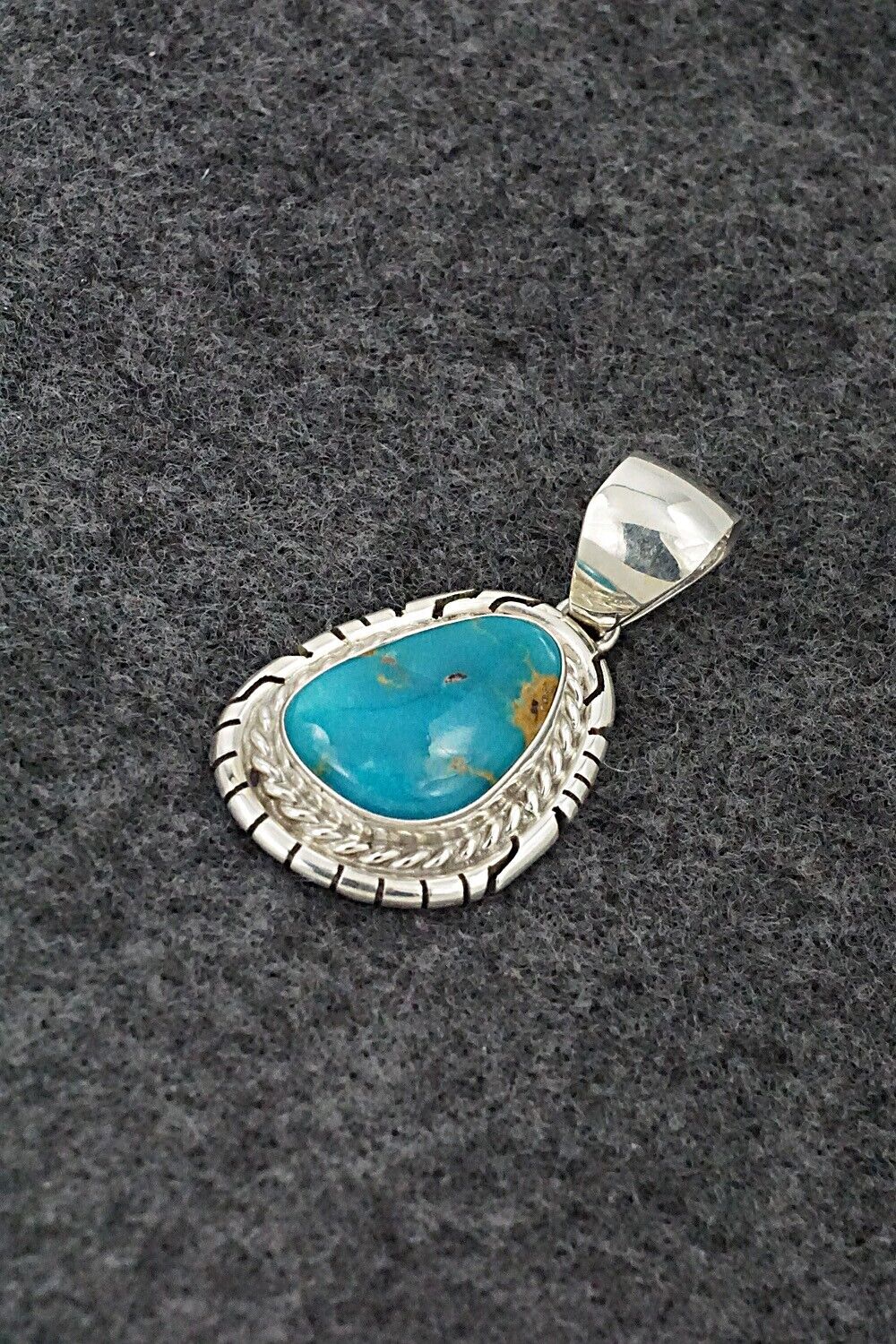 Turquoise & Sterling Silver Pendant - Johnny Frank