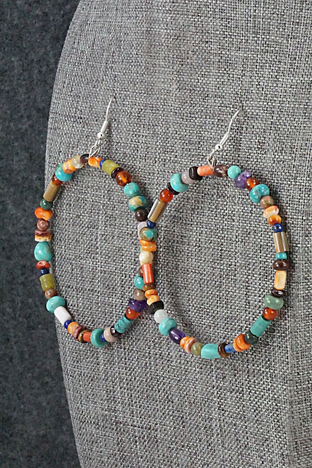 Multi-Stone & Sterling Silver Earrings - Helen Tsosie