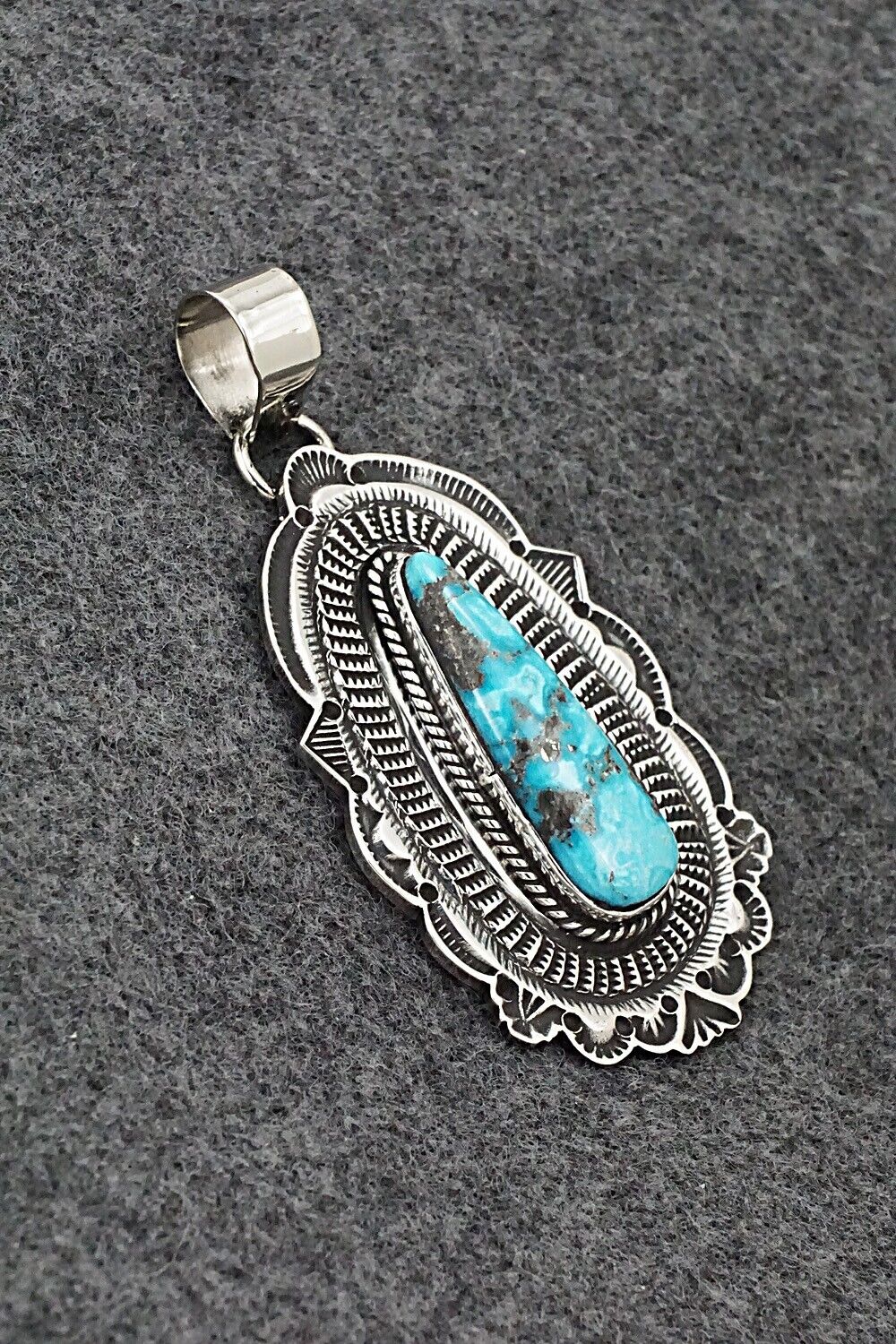 Turquoise & Sterling Silver Pendant - Leonard Maloney