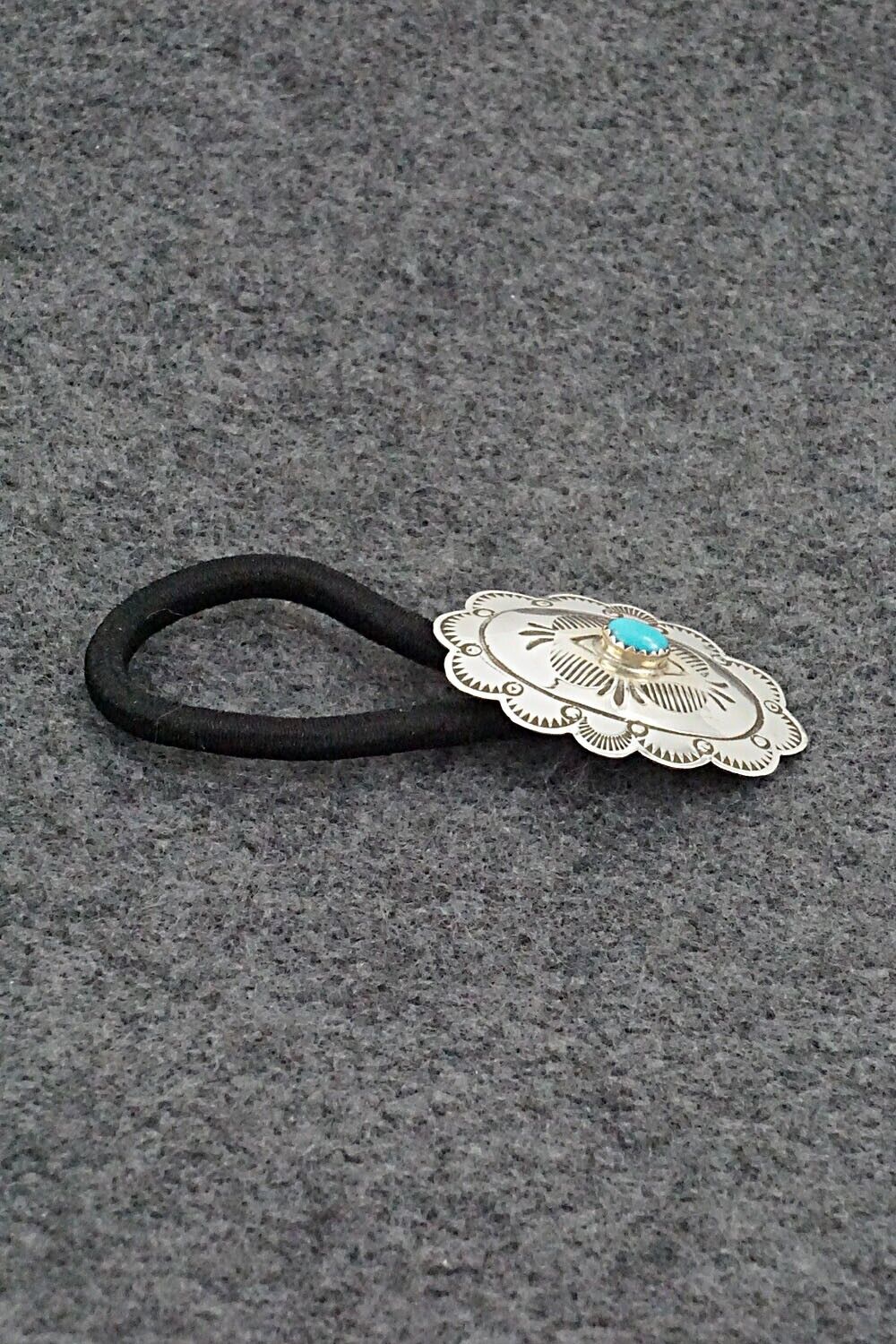 Turquoise & Sterling Silver Hair Tie - Bertha Begay