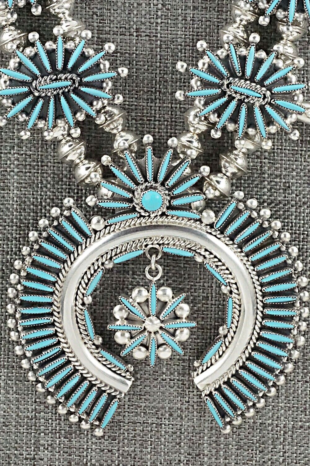 Turquoise & Sterling Silver Squash Blossom Set - Lance & Cordelia Waatsa