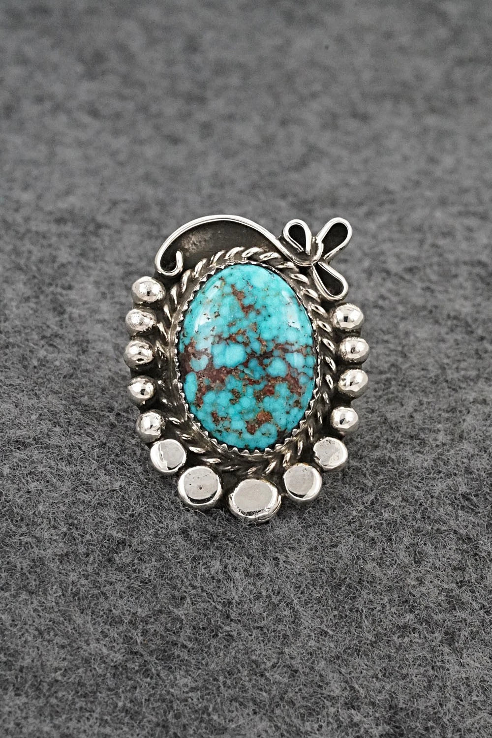 Turquoise & Sterling Silver Ring - Phil Nez - Size 7 Adj.