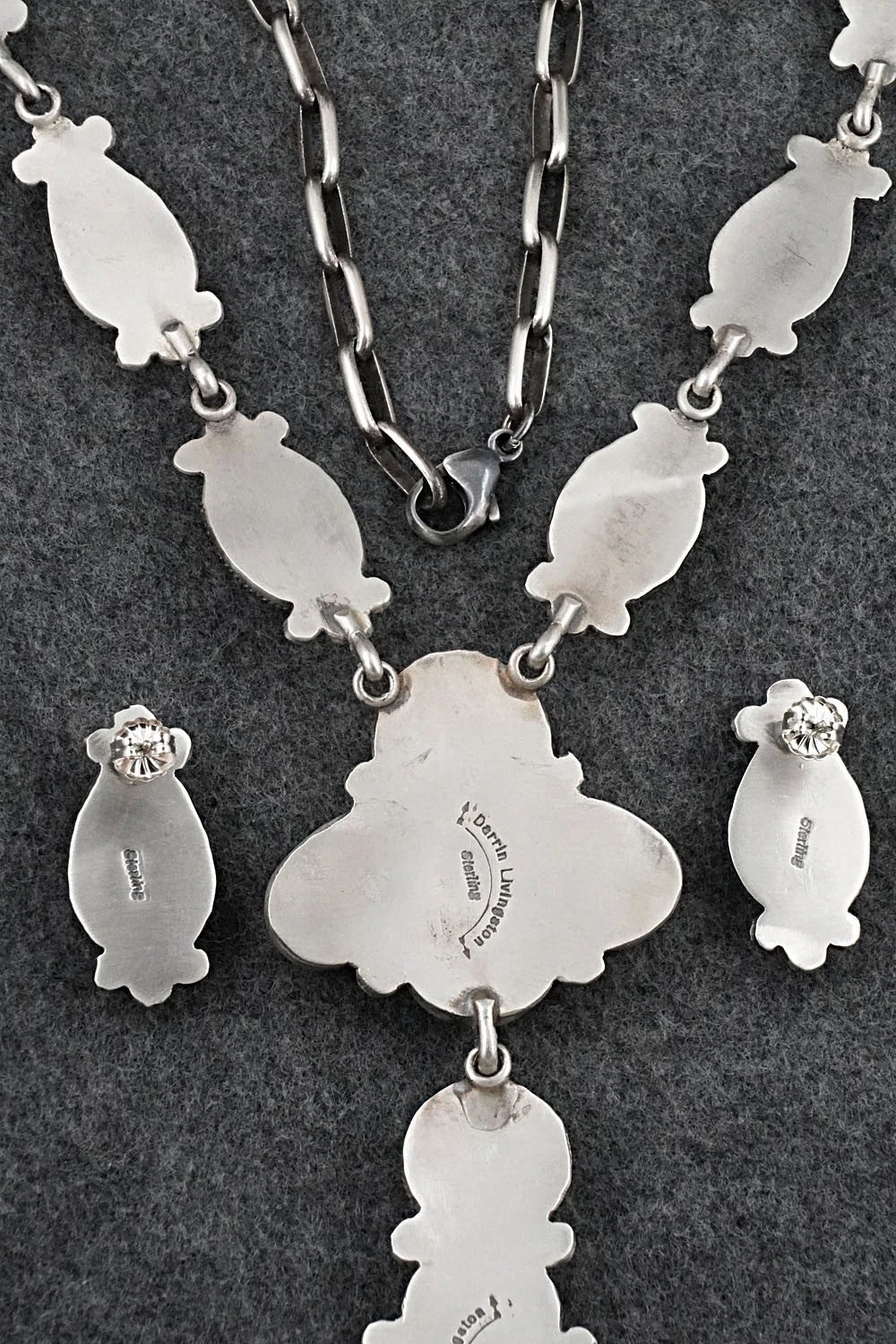 Turquoise & Sterling Silver Necklace and Earrings Set - Darrin Livingston