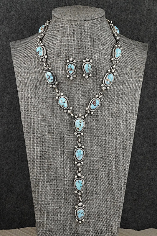 Turquoise & Sterling Silver Necklace and Earrings Set - Darrin Livingston