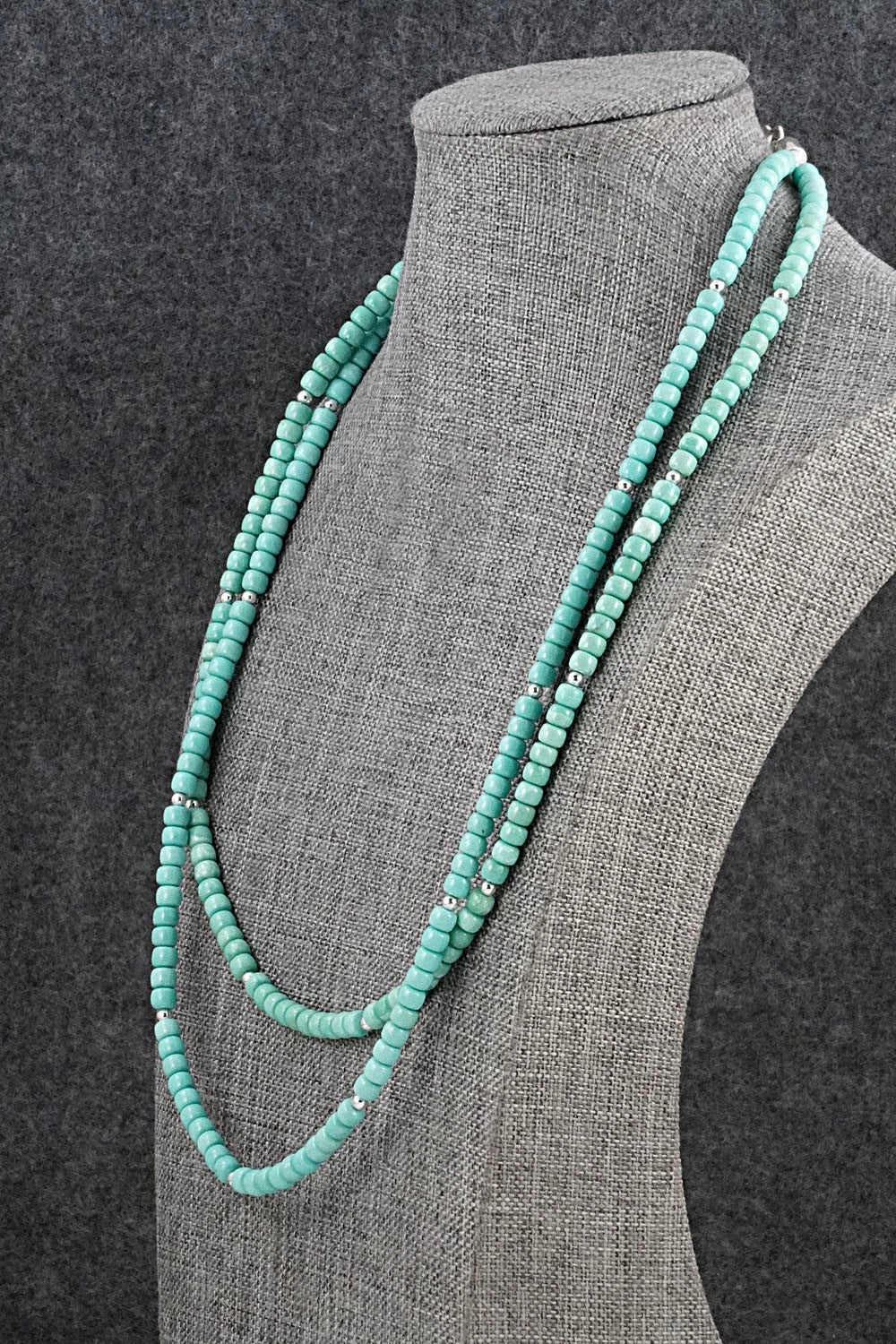 Turquoise & Sterling Silver Necklace 20" - Erika Brown