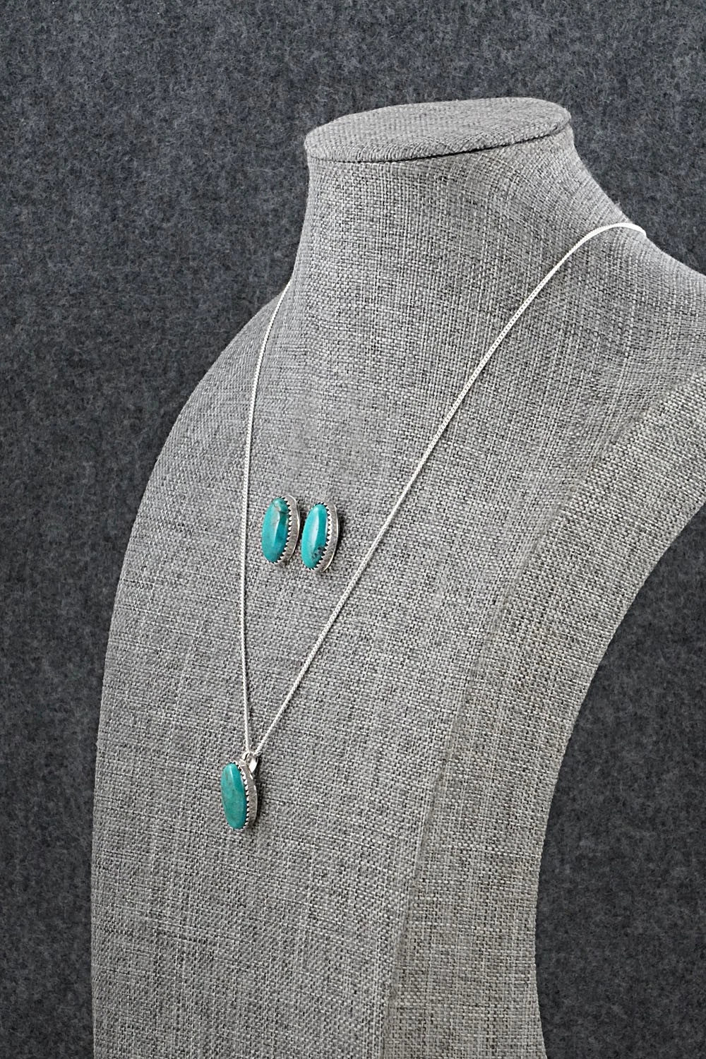 Turquoise & Sterling Silver Necklace and Earrings Set - Murray Hannaweeka