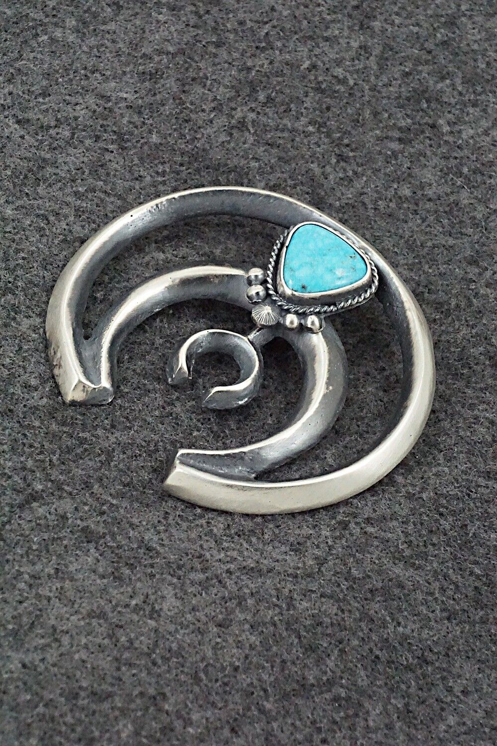 Turquoise & Sterling Silver Naja Pendant - Harrison Bitsue