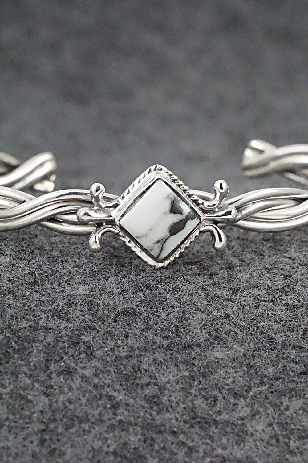 White Buffalo & Sterling Silver Bracelet - Leroy Silversmith