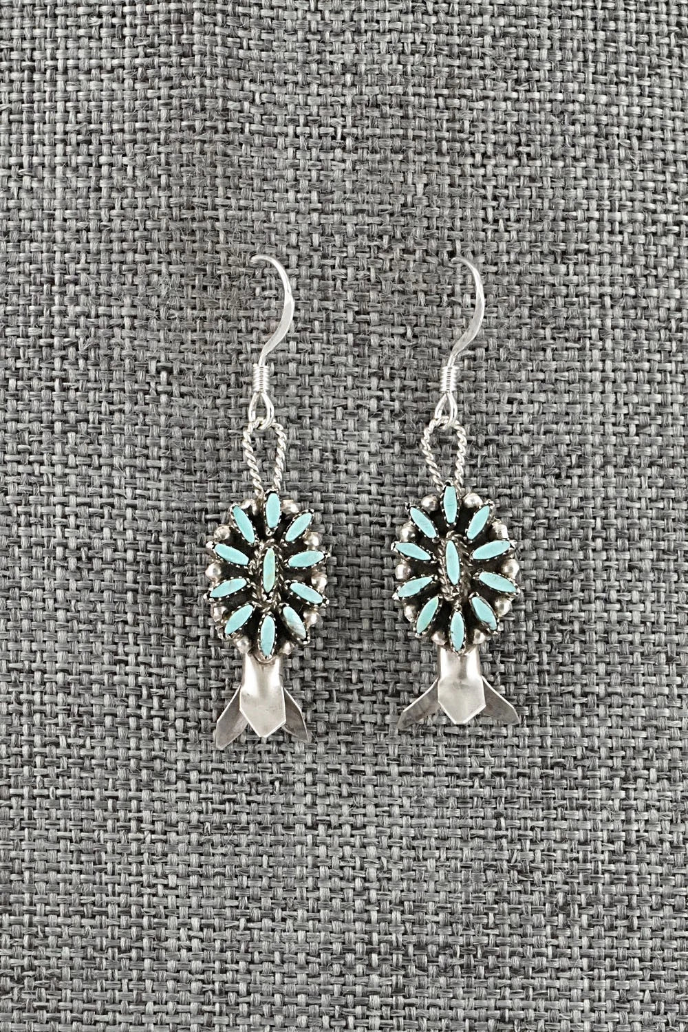 Turquoise & Sterling Silver Mini Squash Blossom Set - Lorena Peina