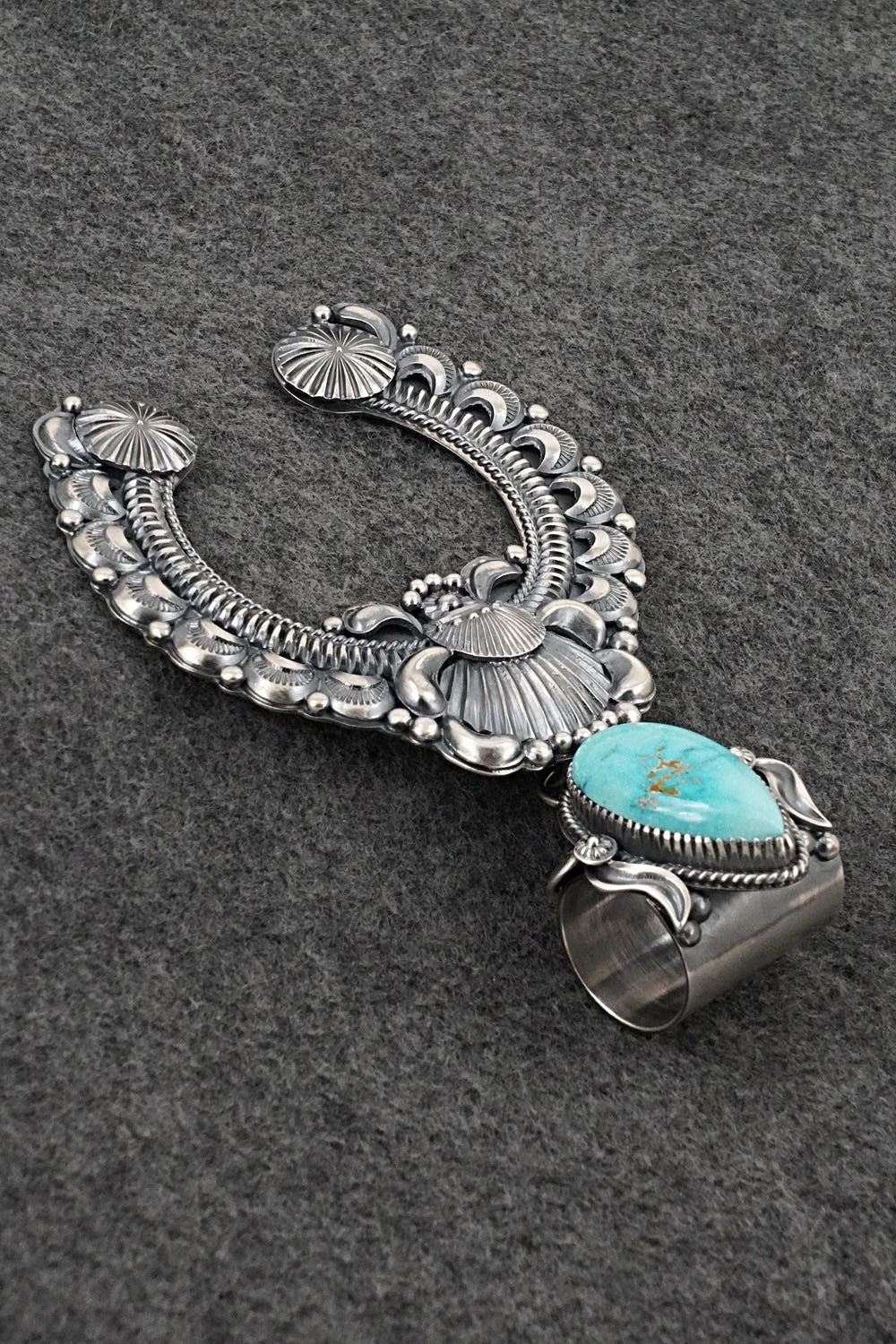 Turquoise & Sterling Silver Naja Pendant - Delbert Gordon