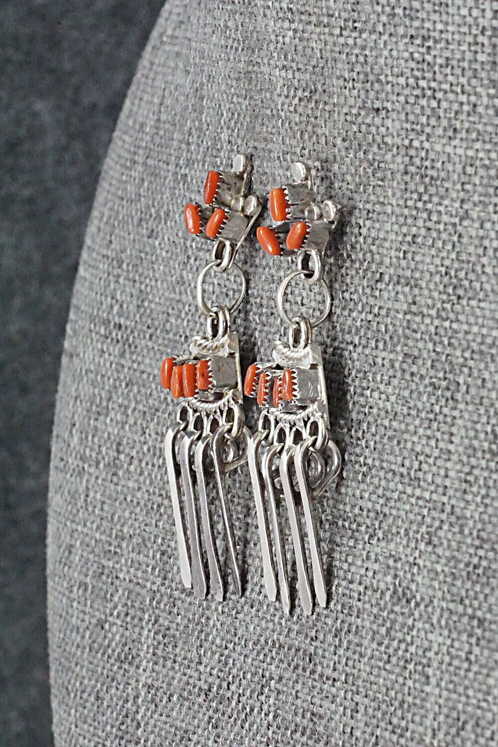 Coral & Sterling Silver Earrings - Rosa Fambrough