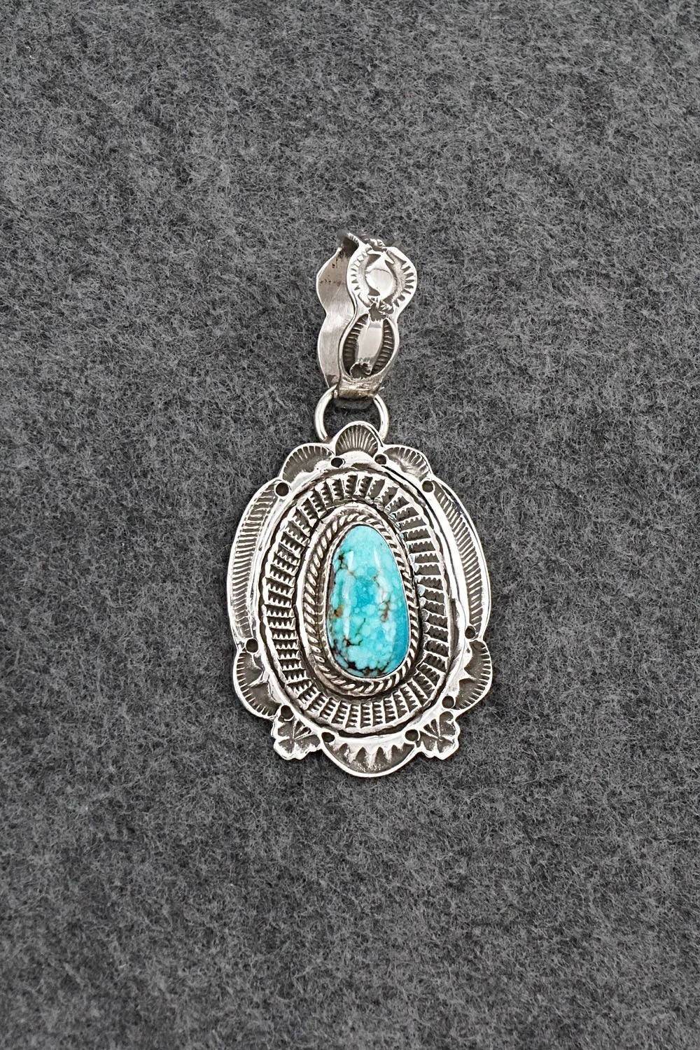 Turquoise & Sterling Silver Pendant - Leonard Maloney