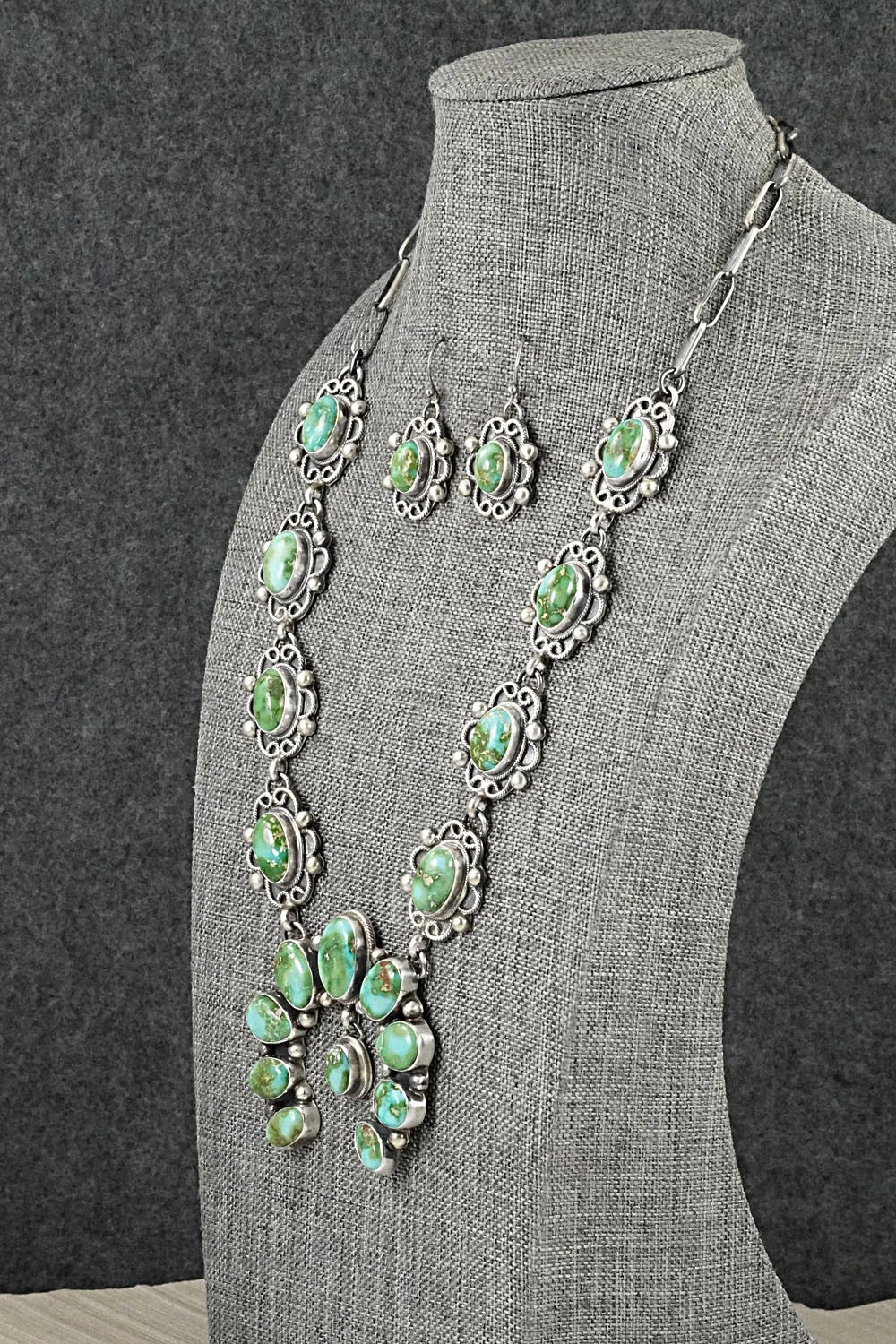 Turquoise & Sterling Silver Squash Blossom Set - Kathleen Livingston