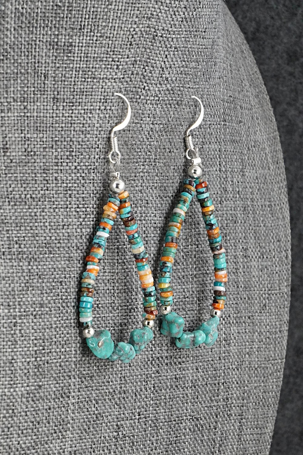 Spiny Oyster, Turquoise & Sterling Silver Necklace Set - Erika Brown