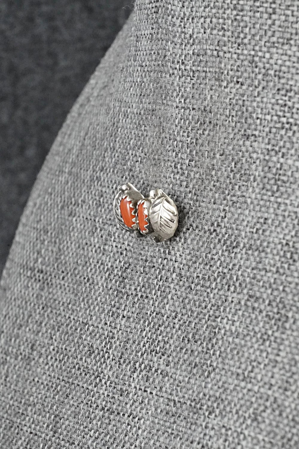 Coral & Sterling Silver Earrings - Roselene Joe