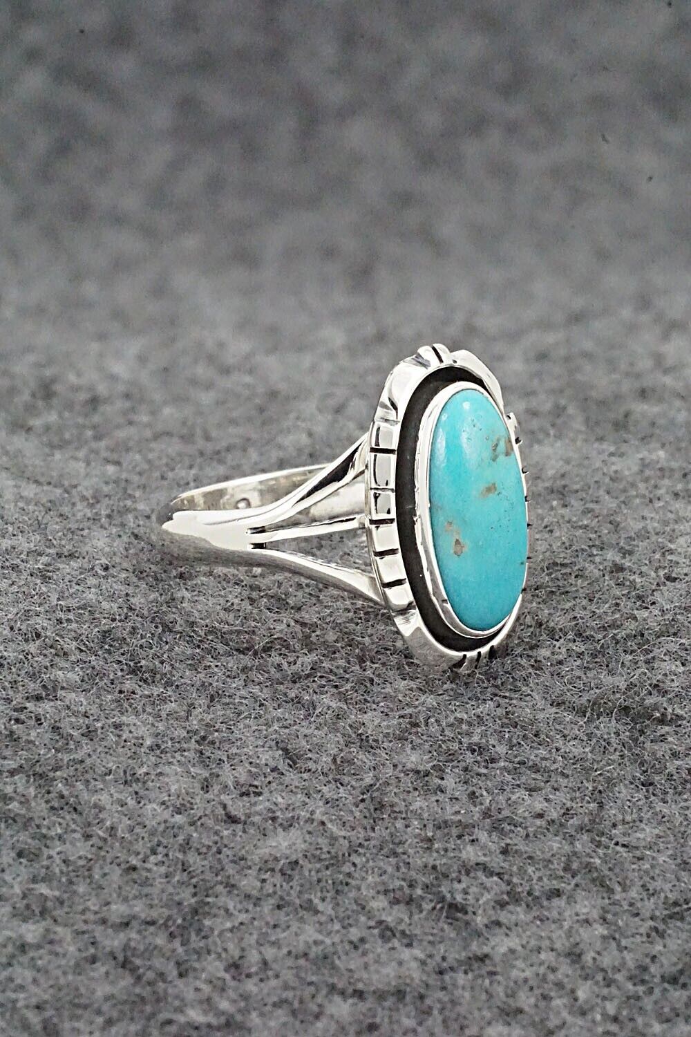 Turquoise & Sterling Silver Ring - Amos Begay - Size 7.5