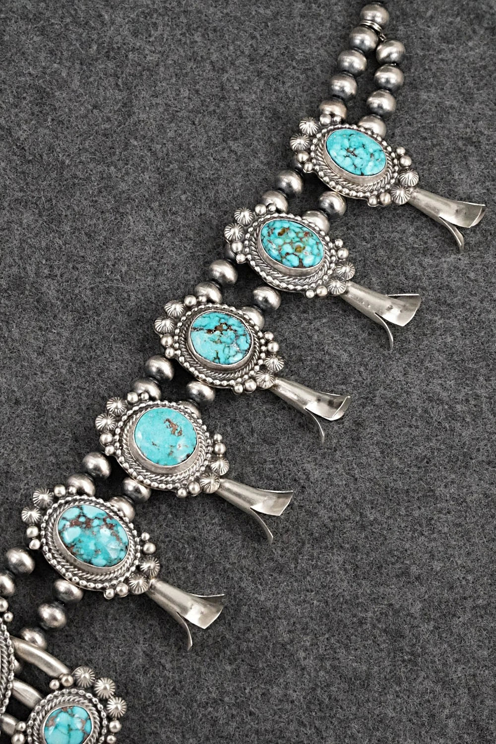 Turquoise & Sterling Silver Squash Blossom Set - Tom Lewis