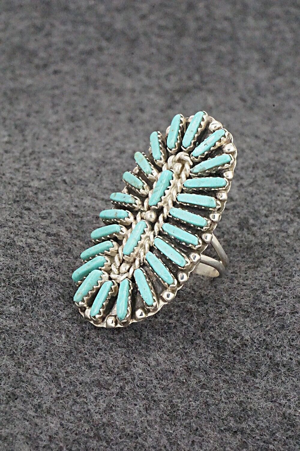 Turquoise & Sterling Silver Ring - Charlie John - Size 8