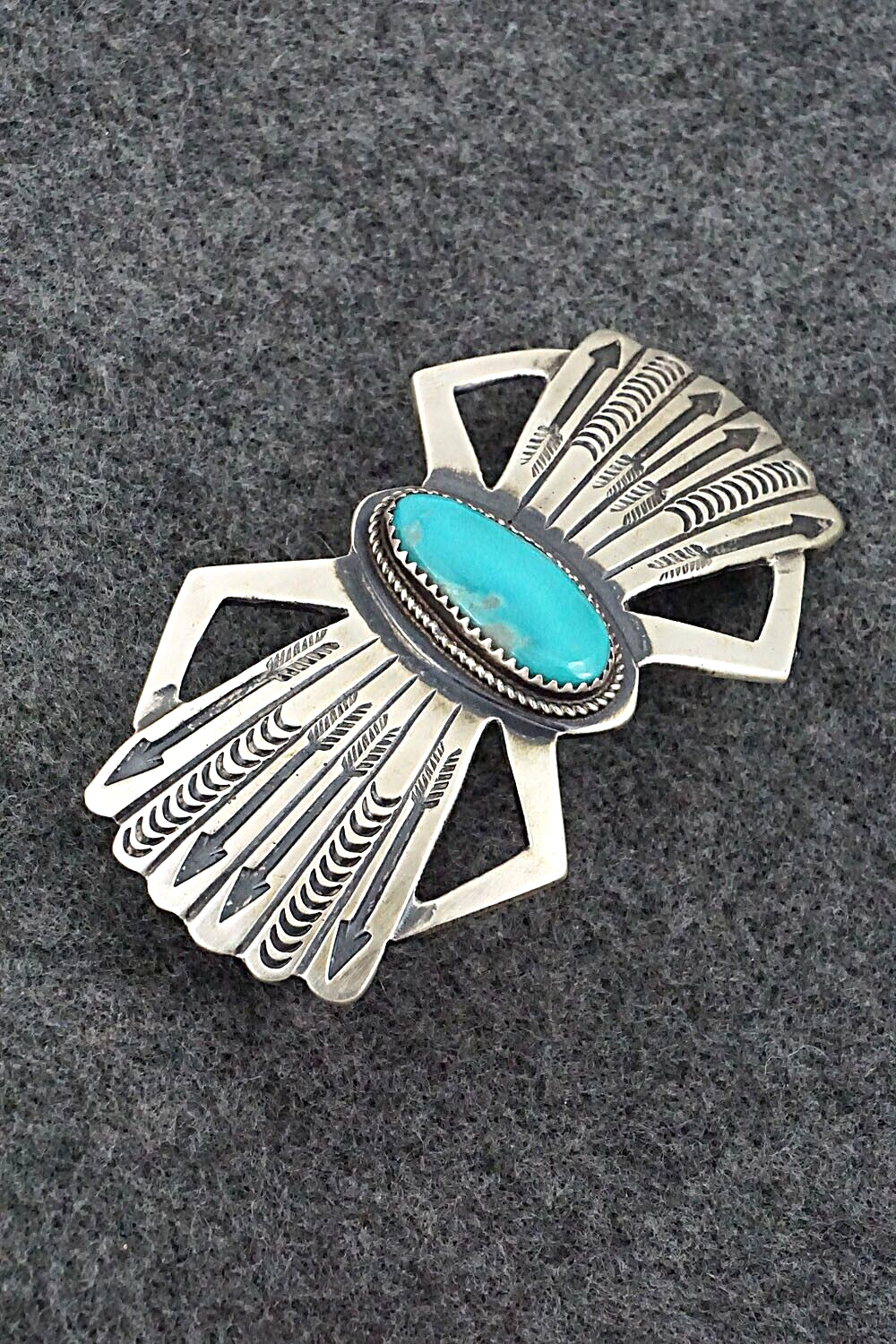 Turquoise & Sterling Silver Hair Barrette - Martha Cayatineto