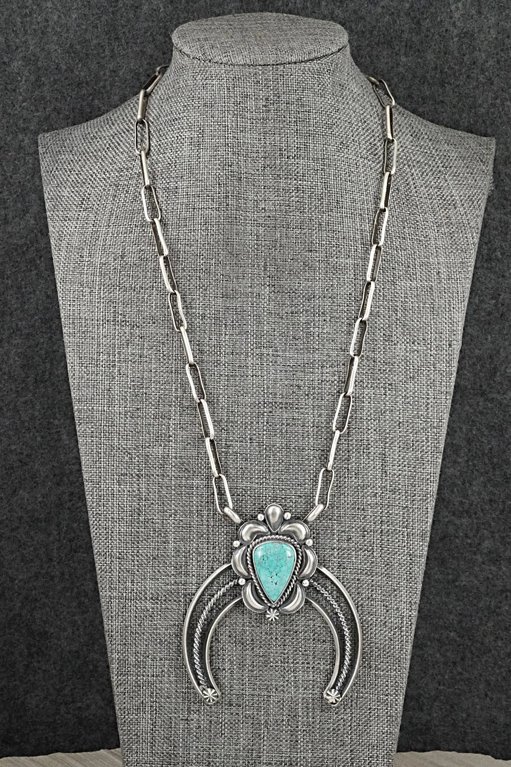 Turquoise & Sterling Silver Necklace - Raymond Delgarito
