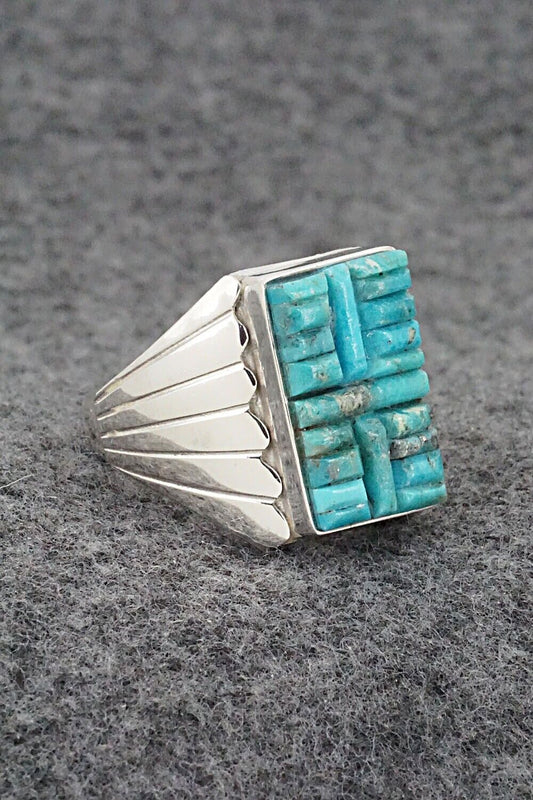 Turquoise & Sterling Silver Ring - Sam Arviso - 10.5