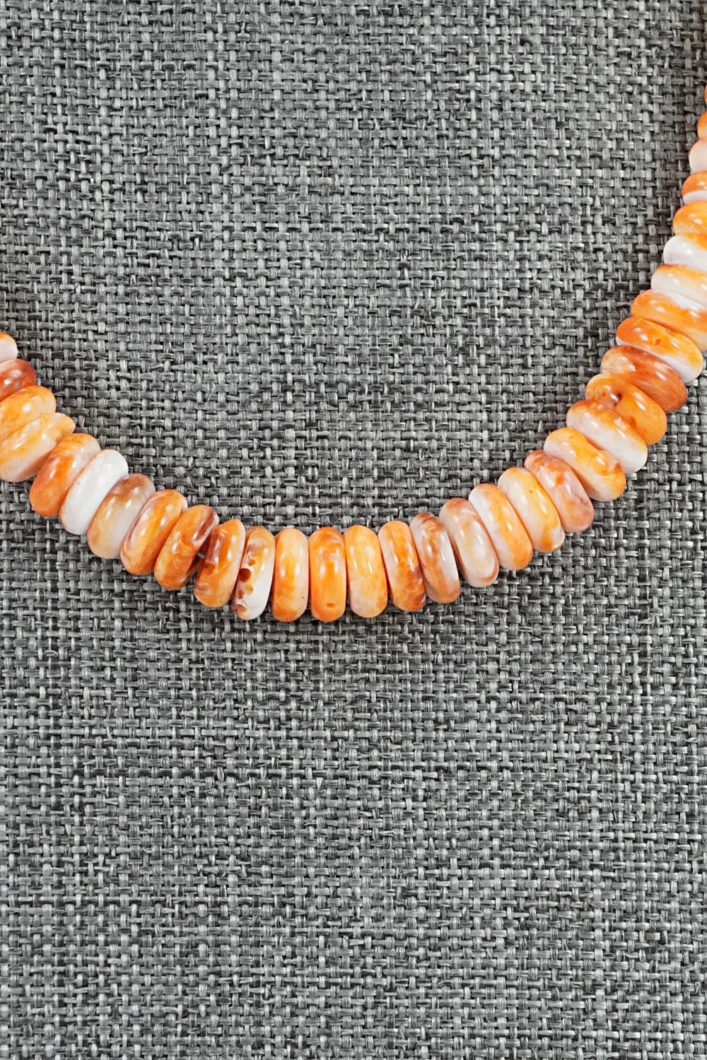 Spiny Oyster & Sterling Silver Necklace 17" - Doreen Jake