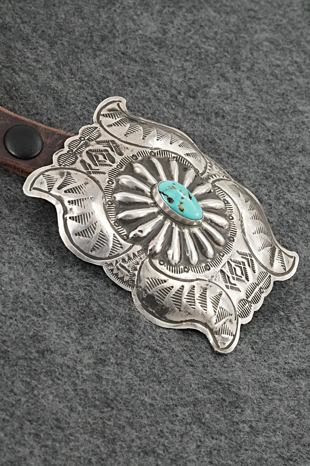 Turquoise, Sterling Silver & Leather Concho Belt - Marilyn Ramone