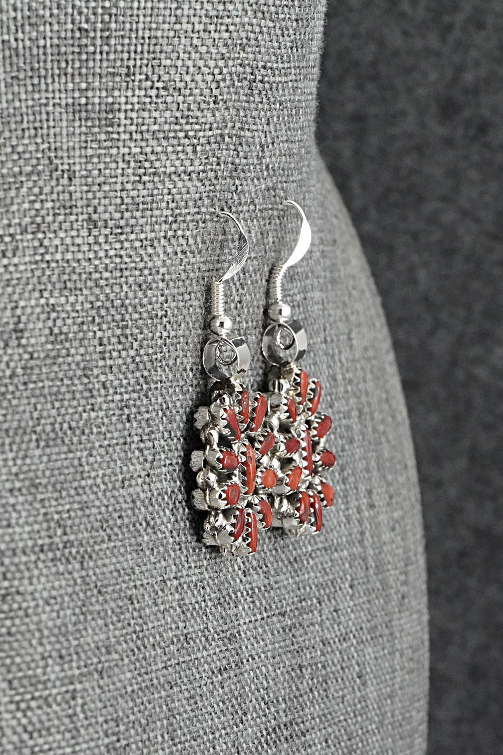 Turquoise, Coral & Sterling Silver Reversible Squash Blossom Set - Elton James