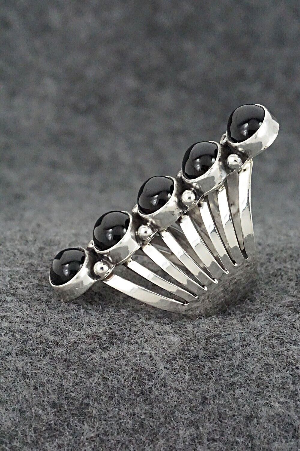 Onyx & Sterling Silver Ring - Thomas Yazzie - Size 9.5