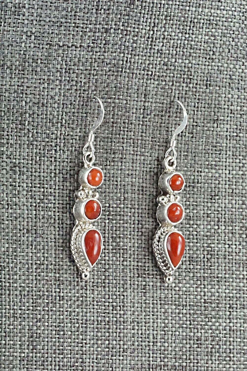 Coral & Sterling Silver Earrings - Verley Betone