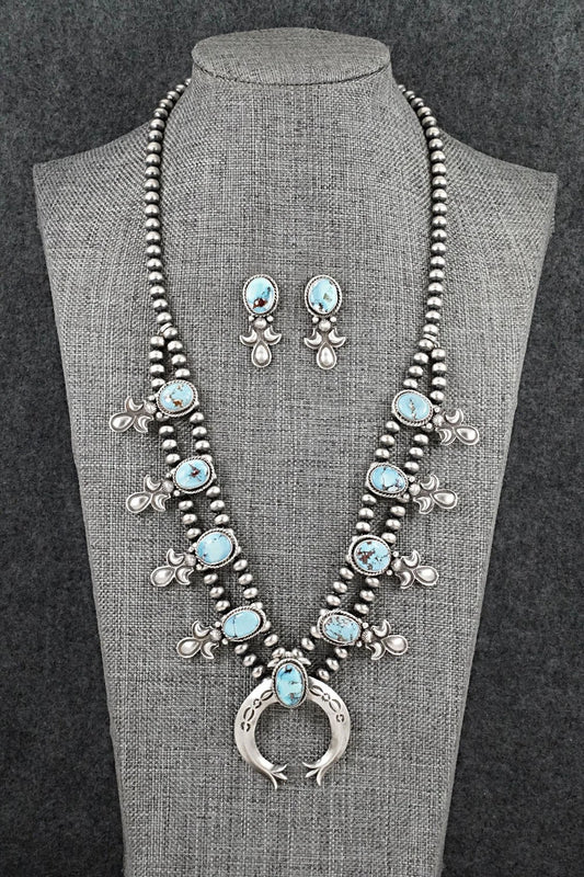 Turquoise & Sterling Silver Squash Blossom Set - Adrienne Gordon