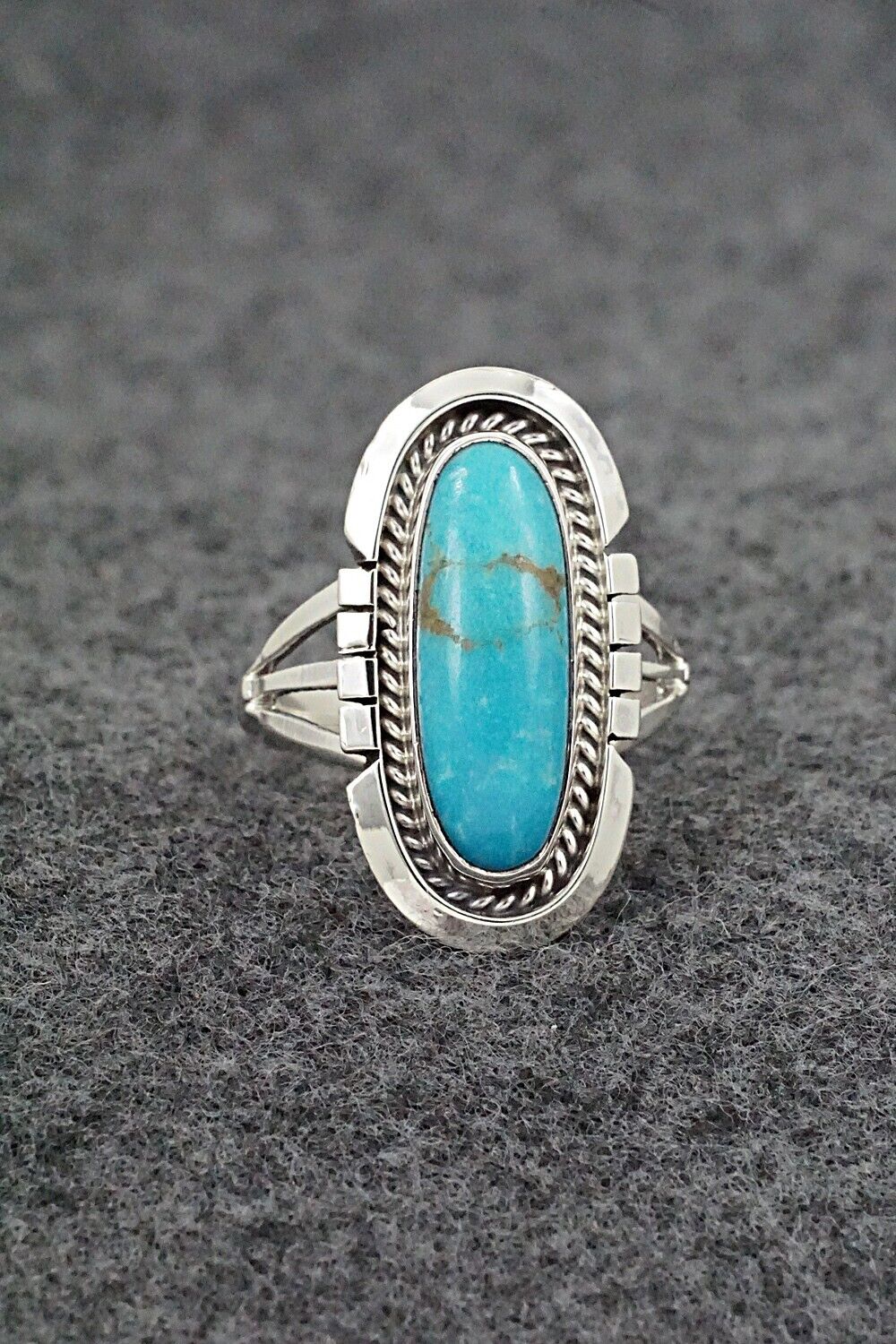 Turquoise & Sterling Silver Ring - Samuel Yellowhair - Size 7.75