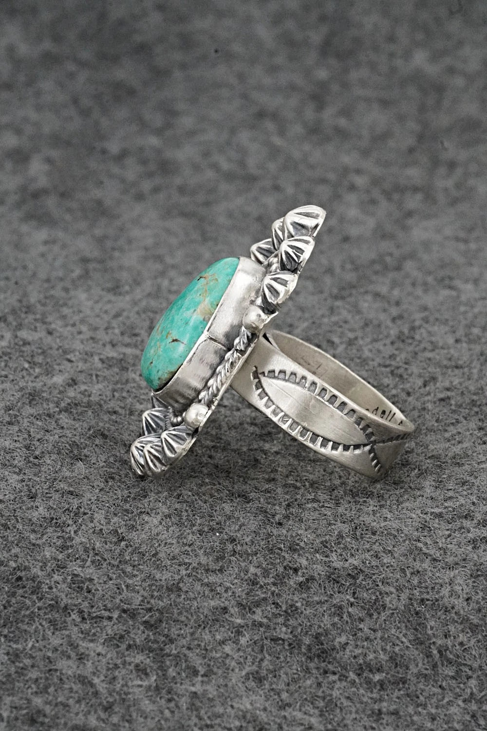 Turquoise & Sterling Silver Ring - Cordell Platero - Size Adjustable