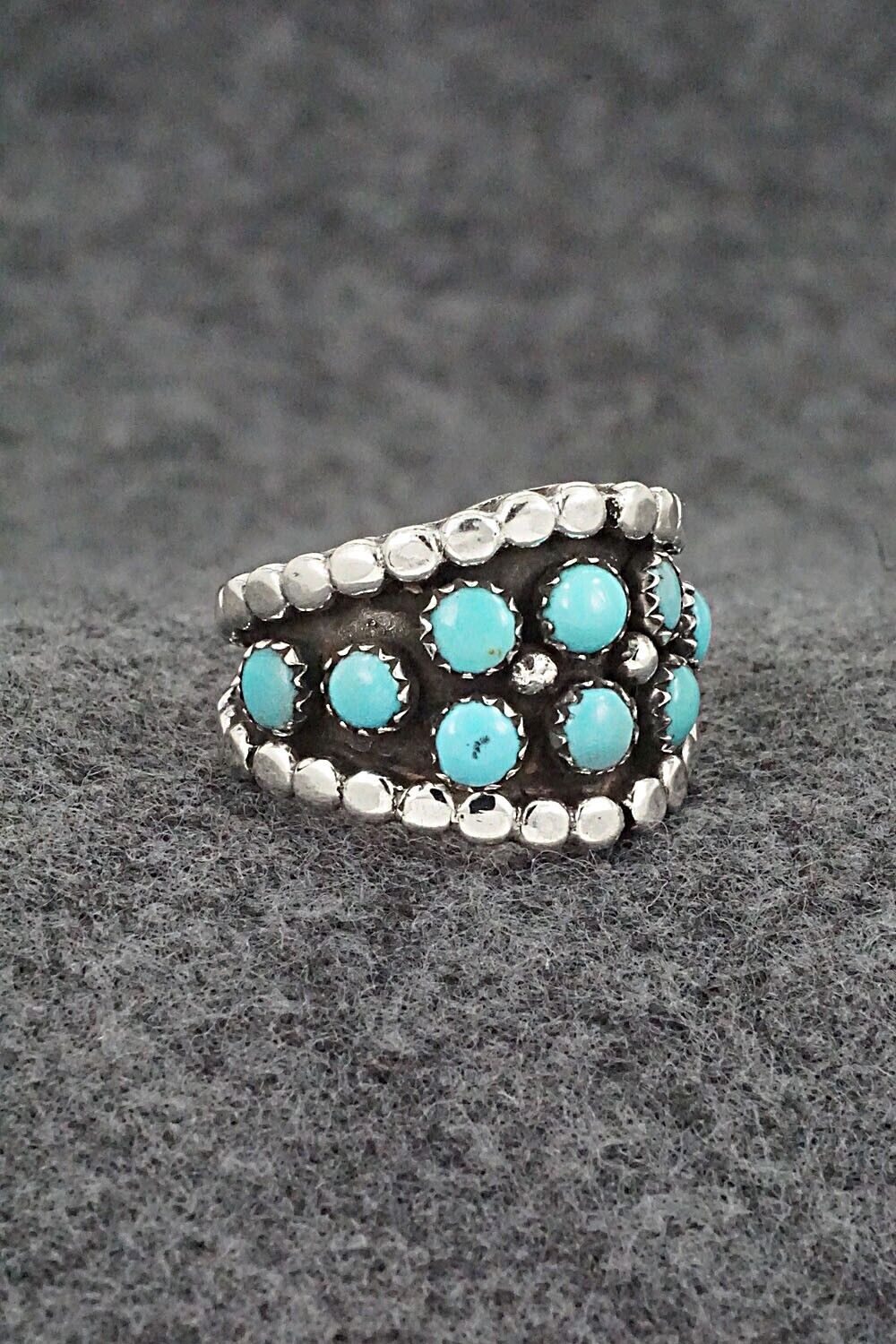 Turquoise & Sterling Silver Ring - Kenny Lonjose - Size 7.5