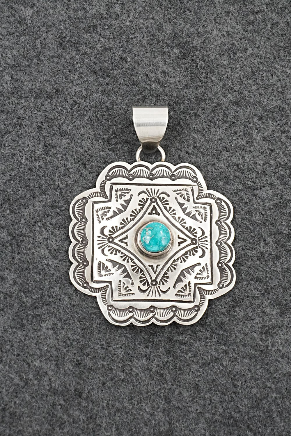 Turquoise & Sterling Silver Pendant - Arnold Blackgoat