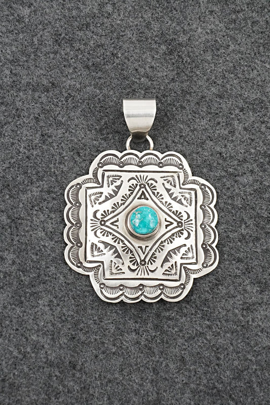 Turquoise & Sterling Silver Pendant - Arnold Blackgoat