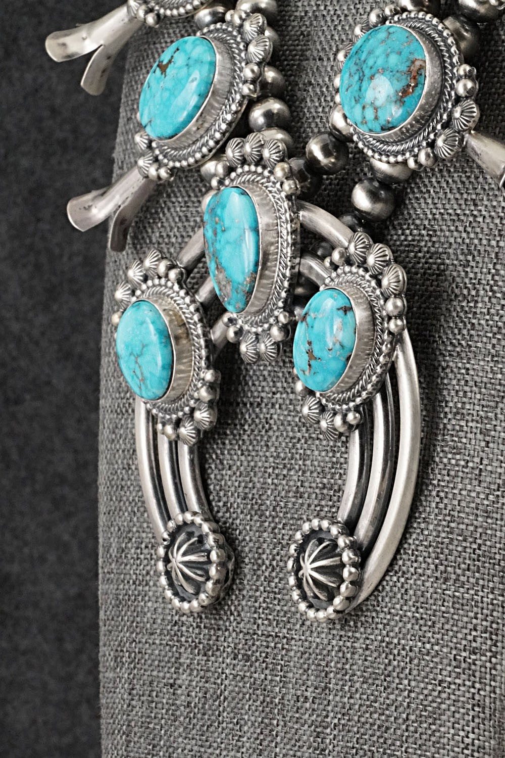 Turquoise & Sterling Silver Squash Blossom Set - Tom Lewis